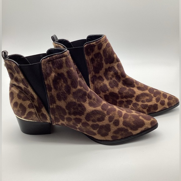 Nine West Harry Faux Calf Hair Chelsea Leopard Pointed Ankle Boots - BNWOB - Picture 8 of 15